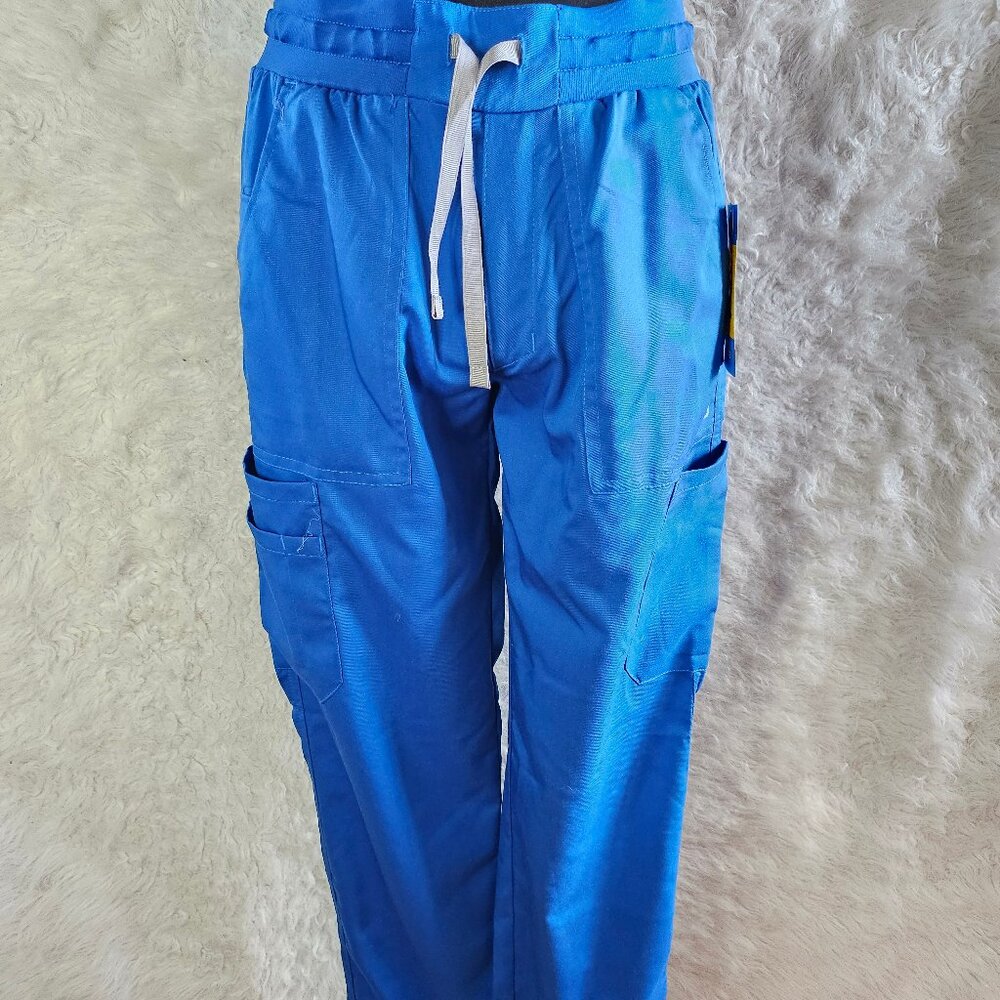 WonderWink Women's Blue Drawstring Scrubs Cargo Pocket Pants Size XS